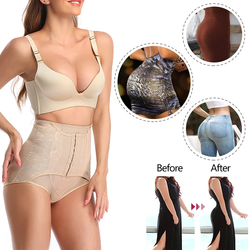 High Waist Trainer Slimming Underwear for Women Modeling Panties Flat Stomach Pants Compression Girdle Cotton Crotch Shapewear