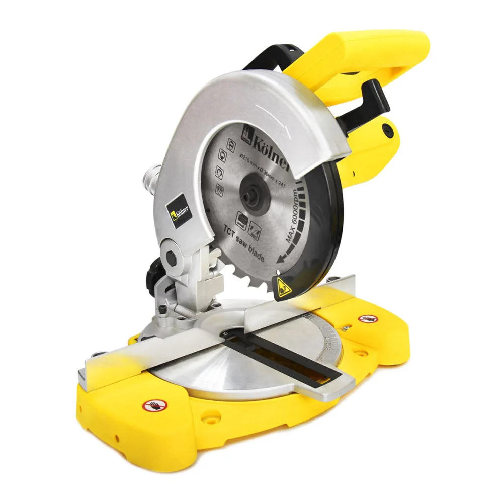Пила торцовочная настольная Kolner KМS 210/1400 (диск 210 мм, мощность 1400 Вт, Глубина пропила:под углом 90 градусов 50 мм, 5000 об/мин)
