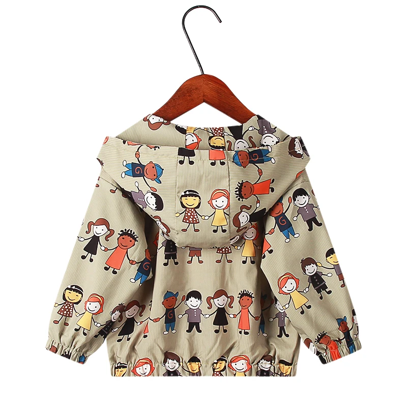 New Summer Autumn Kids Jackets Fashion Cartoon Print Baby Girls & Boys Outerwear 1-7Y Children Hooded Top Clothes For boys/girls