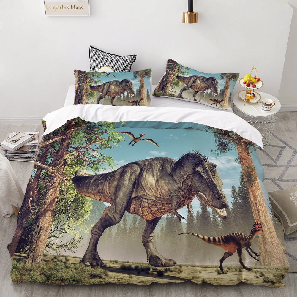 dinosaur-7 3D печатных мультфильм постельное белье с изображением динозавров комплект Детский пуховик стеганое одеяло постельное белье для мальчиков - Цвет: dinosaur-7