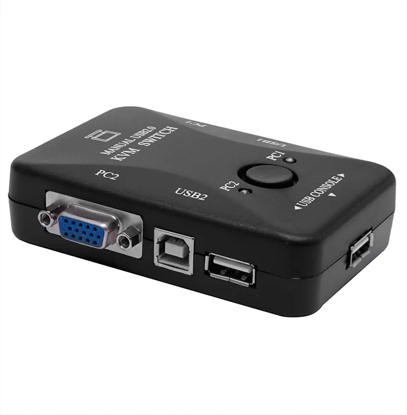 2 порта USB 2,0 KVM VGA переключатель коробка для 2 настольный компьютер, принтер мышь клавиатура Монитор руководство D08B