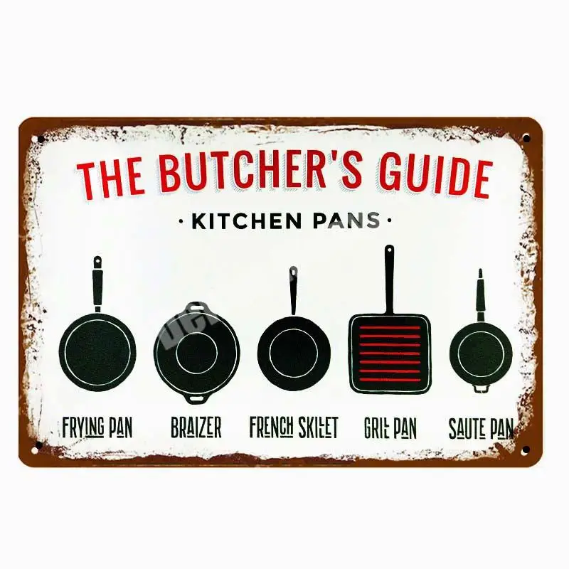Butchery винтажные металлические направляющие знаки резки говядины курица для разделывания свиньи, утки кухонный плакат декоративные таблички наклейки на стену N - Цвет: 33041429323-15134