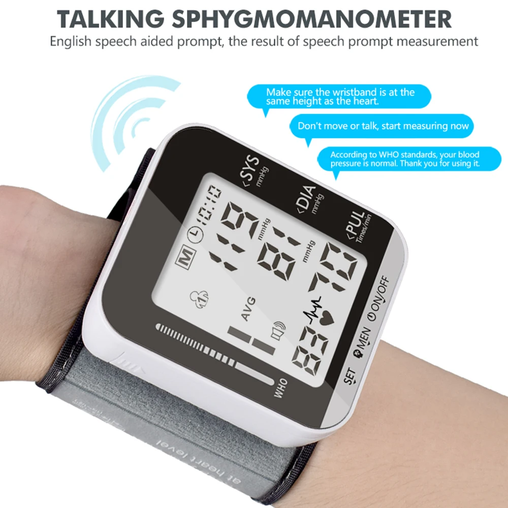 

Electronic Blood Pressure Monitor Wrist Type Sphygmomanometer with Heart Rate Detection Blood Pressure Measurement Meter