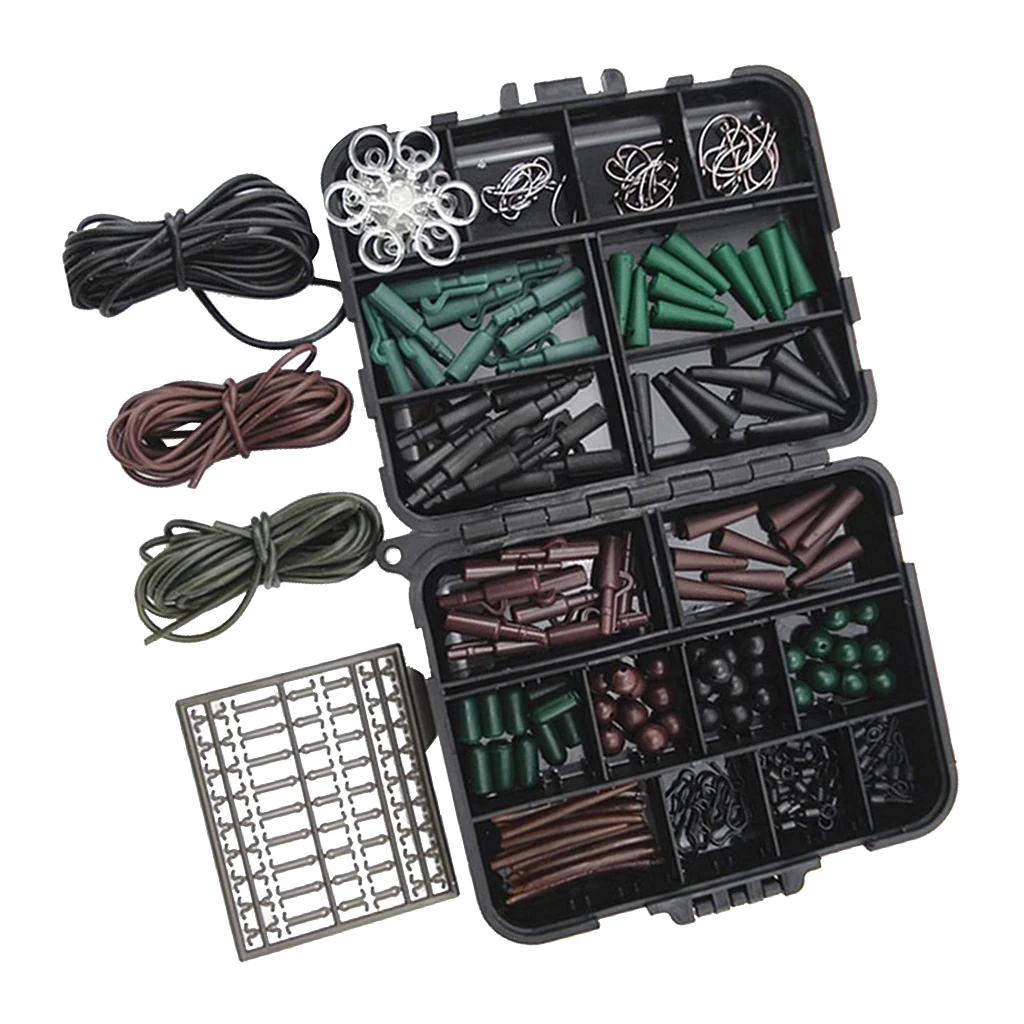 Carp Fishing Tackle Box Swivels Hooks Sleeve Rubber Tube Clip Bead Hair Rigs Fishing Tackle Boxes