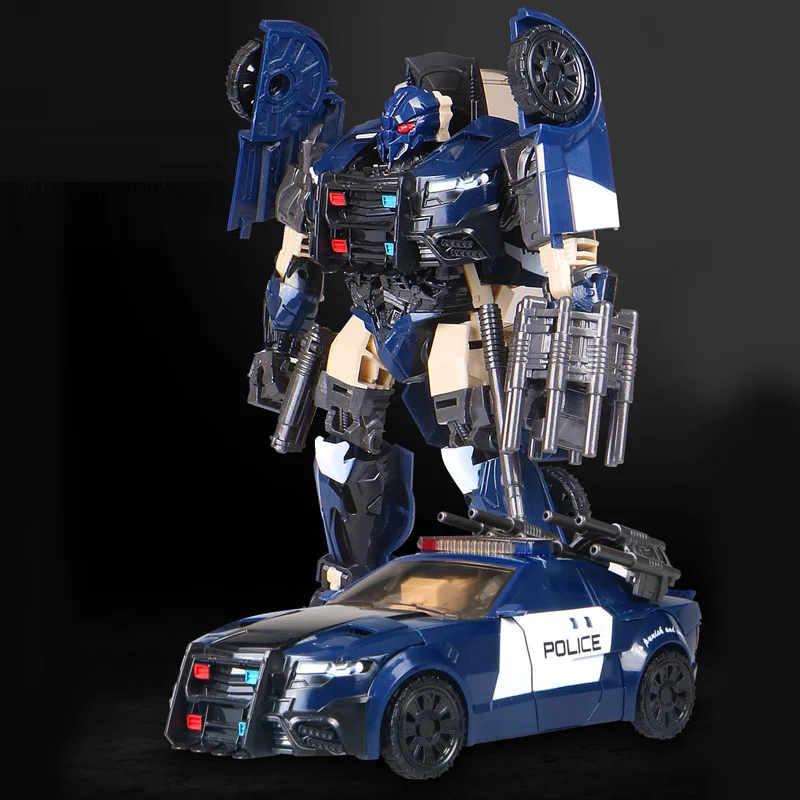 

Black Mamba Action Figure Plastic Fine Coating Transformation Movie Assembling Toy Roadblocks Police Car Robot Child Boy Model