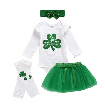 

Newborn Babyboys Girls Clothes St.patrick's Day Romper+leg Warmers+bling Pants/skirt+knot Headband Girl Outfits Feb 19th #