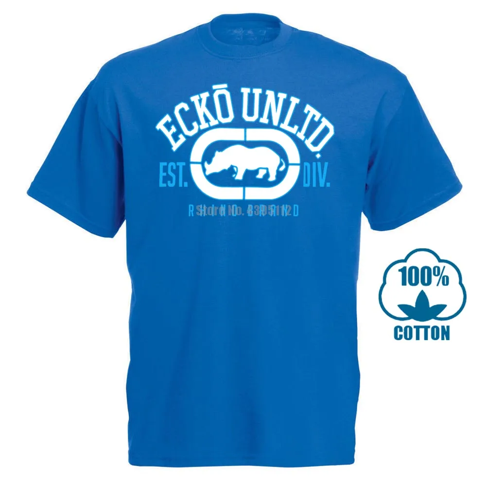 Ecko Unltd Мужская футболка с принтом носорога, топы, Мужская футболка, летняя хлопковая футболка с короткими рукавами, 010823 - Цвет: Синий