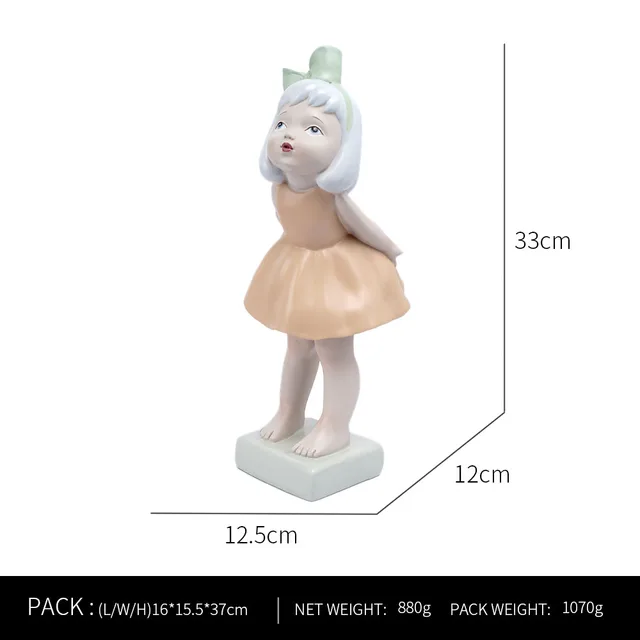 Ornaments For Home Cute Girl Rabbit Elephant Horse Statues Sculptures Figurines For Interior Room Decor Living Room Decoration little girl H