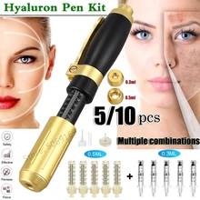 Золотая ручка с гиалуроном, 0,3 мл, 0,5 мл, регулируемое высокое давление, 2 в 1, ручка с гиалуроновой кислотой для антивозрастного пистолета, наполнитель для губ, против морщин, Lif