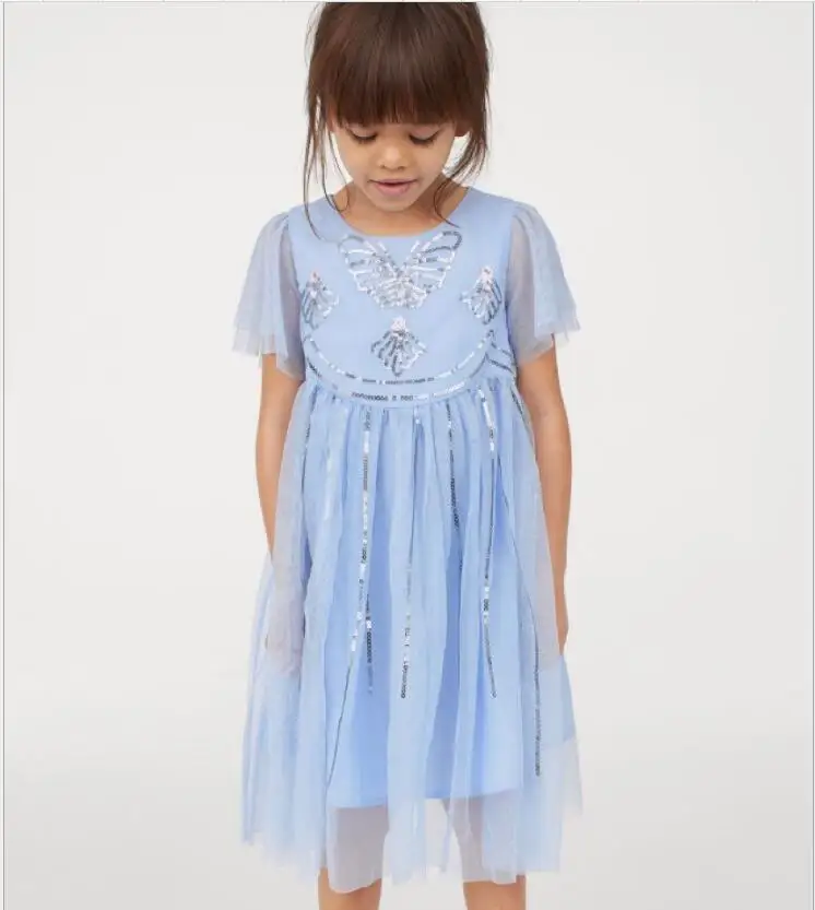Платья с фатиновой юбкой и блестками для девочек; модное платье принцессы в европейском стиле для девочек; высококачественная одежда для детей; платья для малышей