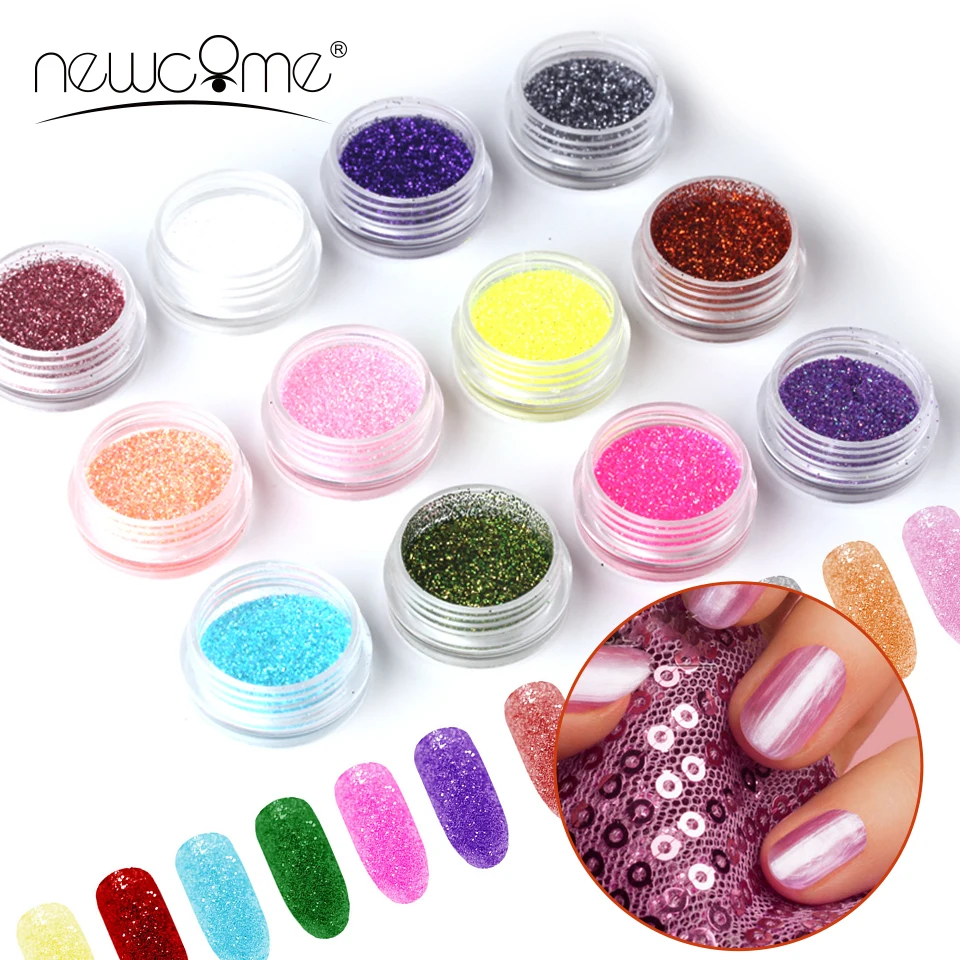 Newcome 12 Color/Set Nail Art Decorations Velvet Flocking Powder Color Sequins Nail Art Glitter Nails DIY Decoration Tips