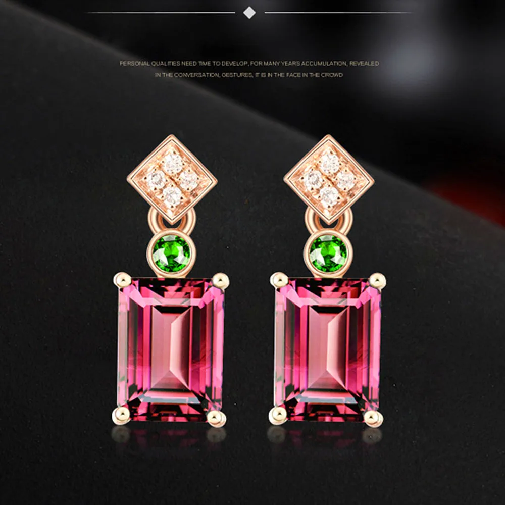 

Small ruby gemstones diamond drop earrings for women 18k rose gold silver925 red emerald crystal jewelry bague bijoux pendientes
