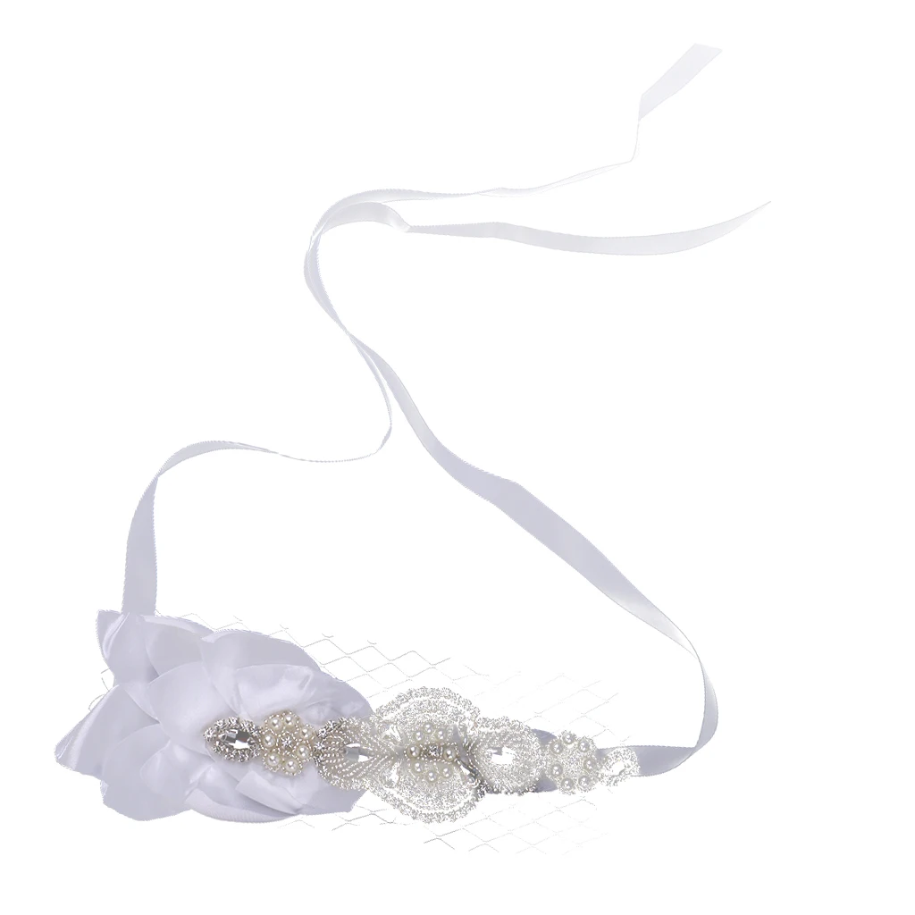 Diamante White Mesh Sparkly Crystal Headband 1920s  Headpiece Fancy Dress Hair Band