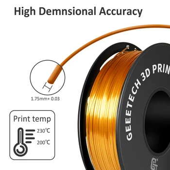 GEEETECH Silk PLA 3d Filament Wire 1kg 1.75mm Spool Wire 3D Printer Material 3D Print Refills, Fast Delivery Vacuum Package 2