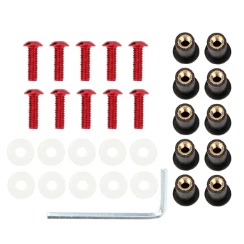 

LEEPEE Car Windshield Fasterner Kit Fairing Screen Fasterners 10Pcs/set Windscreen Nut Bolt Washer Screw M5 x 15mm Universal