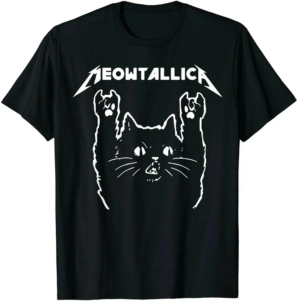 Забавная Рождественская футболка meowallica Kittens Love Meow с милым котом модные брендовые