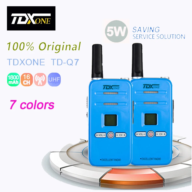 Комплект из 2 предметов, новинка, мини TDXONE TD-Q7 иди и болтай Walkie Talkie “иди и 5 Вт 16CH UHF400-480MHz КПК Удобный 7 цветов подходит для Baofeng Uv-5r UV82UV-82