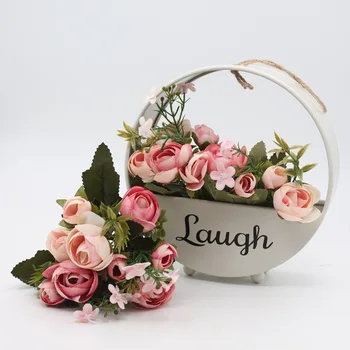 

Creative Art Style Retro Iron Metal Vase Holder Artificial Flowers Set Modern Solid Nordic Styles Iron Vase Home Garden Decor