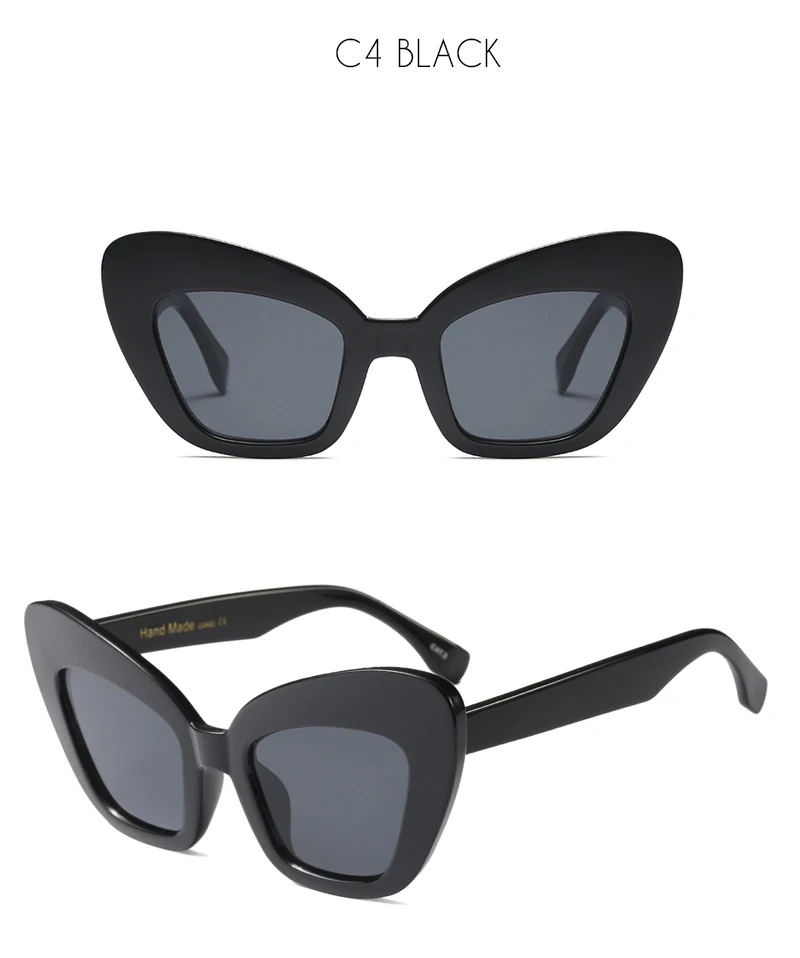 Женские солнцезащитные очки больших размеров,, фирменный дизайн, Ретро стиль, квадратные, кошачий глаз, черепаха, раковина, 90 s, кошачий глаз, солнцезащитные очки, оттенки OM596 - Цвет линз: C4