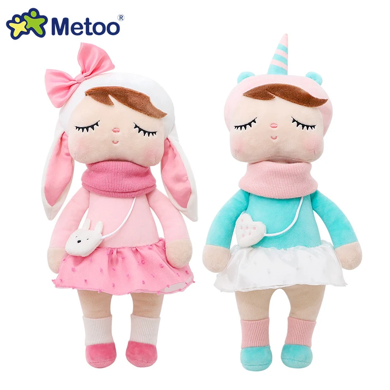 Metoo Angela Doll Pink Rabbit Unicorn Fox Cat Fores Animals Stuffed Plush Toys Name For Kids Birthday Christmas Gifts plush dolls