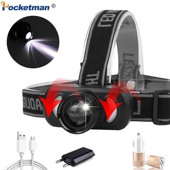

Super Powerful Headlamp Red Light Blue Light Head Light USB Rechargeable Headlight Zoom Head Lamp Waterproof Head Torch