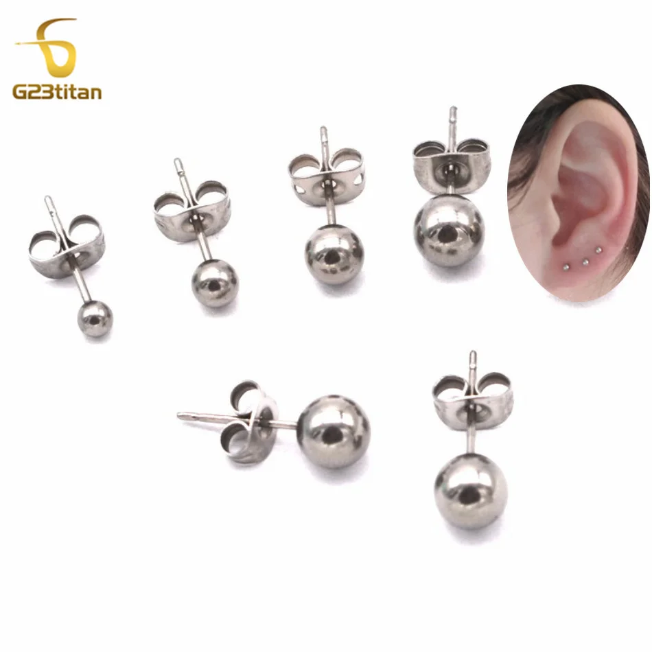 BALL Unisex 9ct Solid Gold Pair Ball Round Ear Studs Earrings Piercing 3/4/5/6/8mm UK 