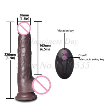 Wireless Remote Control Telescopic Realistic Dildo Vibrator Silicone Penis G-spot Stimulation Black Dildos Sex Toys For Women 2