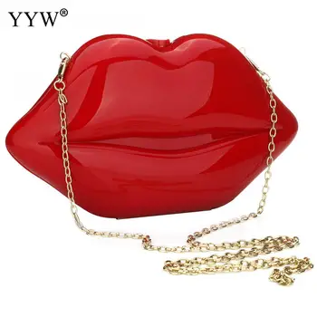 

Mini Women Bag Clutch Purse Chain Versatile Messenger Bag 2020 Fashion Red Lips Kiss Print Shoulder Bags Flap bolsas feminina