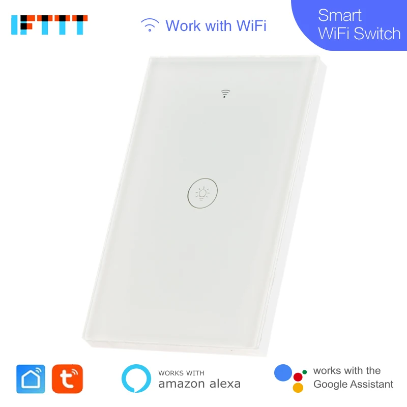20 шт Wifi Smart US standard 1 банда настенный выключатель Tuya Smart Life App беспроводной пульт дистанционного управления работает с Alexa Google Home Mini