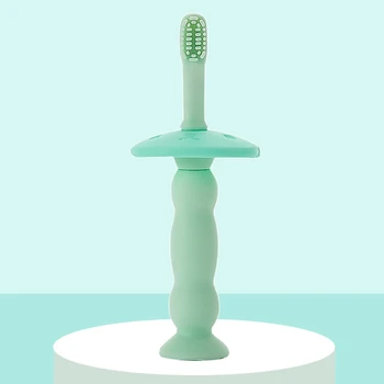 

Travel Heat Resistant Smooth Kids Toothbrush Safe Silicone Suction Cup Soft Cartoon Bear Home Oral Hygiene Manual Children