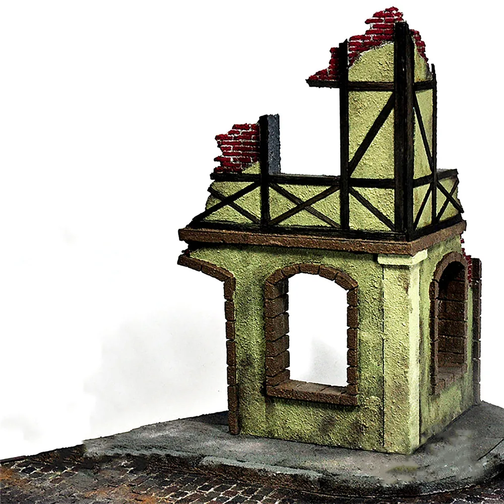 1/35 масштаб расположение пейзажей военные здания руины дом модель Dioramas набор деревянный и пенопластовый материал