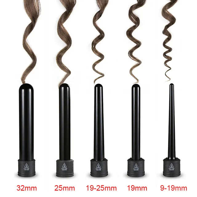 5P Curling Iron Hair Curler 9-32MM Professional Curl Irons 0.35 to 1.25 Inch Ceramic Styling Tools Hair Tong Exchangeable - Цвет: 5P