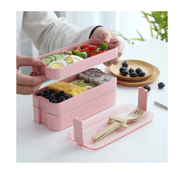 Разделенная кухня Пшеничная солома bento box Ланч-бокс контейнер для еды bento box многослойный ланчбокс для детей snack box Органайзер для фруктов