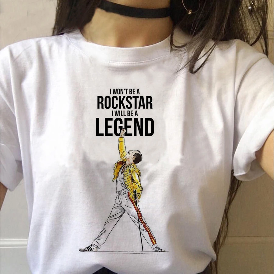 Фредди Меркури queen Группа Футболка Для женщин Harajuku Винтаж Ullzang Футболка Модные queen футболка 90s Графический рок футболки женские - Цвет: 1510