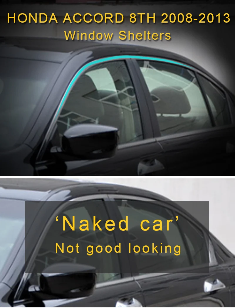 Для HONDA ACCORD 8-го поколения 2008-2012 окна автомобиля солнце дождь тени козырьки щиток Shelter Защитная крышка отделка рамка наклейка