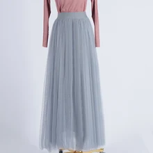 Юбки в сеточку размера плюс Faldas Mujer Moda abaya Дубай мусульманская длинная Плиссированная юбка с высокой талией Женская юбка Longue Femme Saia Longa