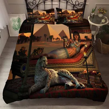 

Western Egyptian Bedding Set Duvet Cover Set with Pillowcase Beauty Tiger Comforter Bedding Sets Home Textiles 4 Pcs Double 852D