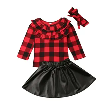 

3Pcs Toddler Kid Baby Girl Clothes Long Sleeve Tops Skirt Headband Outfit Clothes