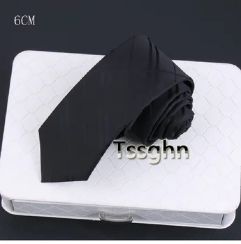 

High Quality 2020 New Designers Brand Fashion Work Formal Suit 6cm Tie for Men Black Twill Necktie Wedding Party with Gift Box