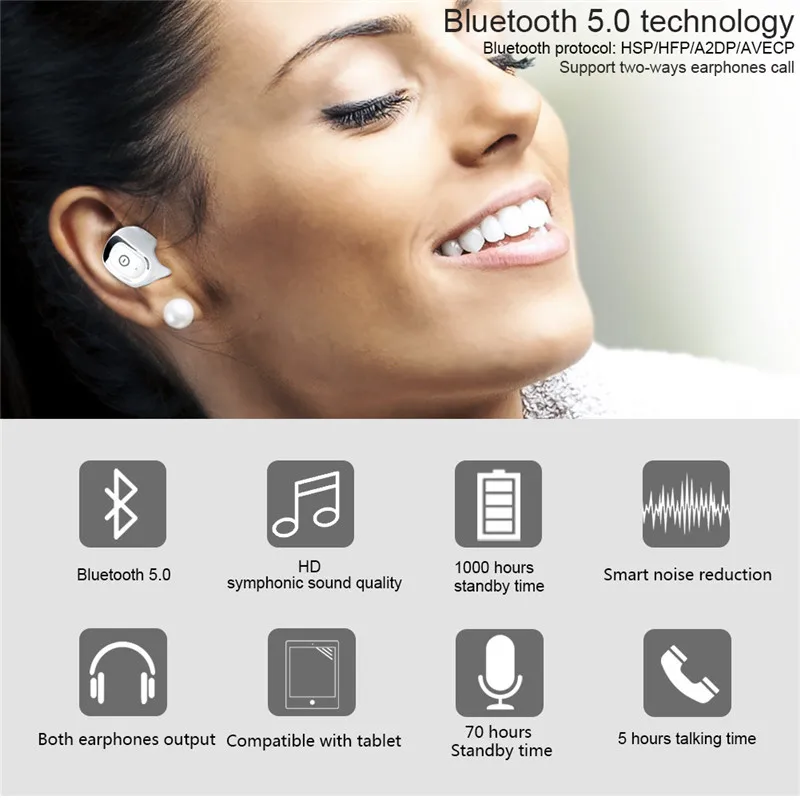 A5 touch waterproof magnetic wireless earphones TWS Bluetooth headset 5.0 with charging compartment