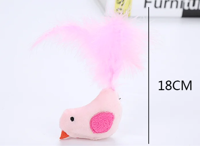 1PC Creative Cute Candy Color Feather Bird Cat Catch Pet Training Interactive Toy Pet Supplies