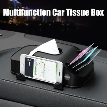 

Multifunction 3 in 1 Car Tissue Box Automobile Napkin Card Holder Container Mobile Phone Bracket Car Seat Box Auto Accessories