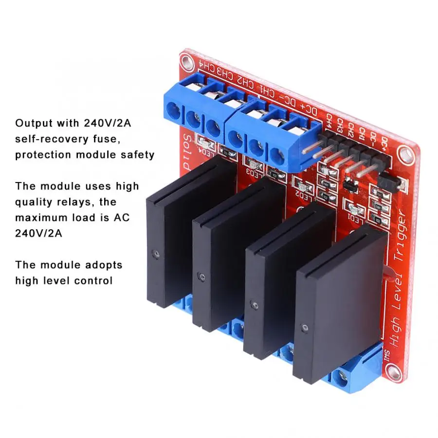DC 5V SSR 4 канальный высокоуровневый твердотельный релейный модуль SSRM04