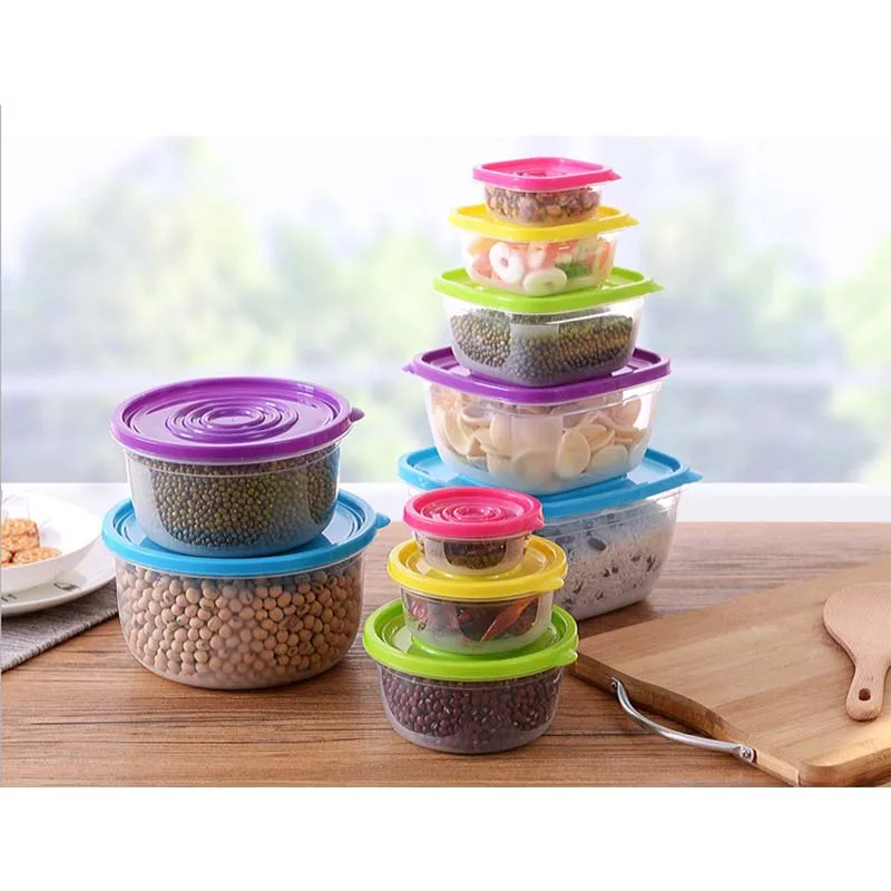5 шт./компл. Еда контейнер Пластик Bento коробки сохраняющий свежесть холодильник мульти Ёмкость контейнер микроволновая печь Кухня ящик для хранения