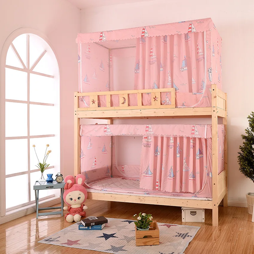 

Students Dormitory Upper Berth Bunk Dustproof Top Shade Cloth Curtains Dual Purpose Zipper Mosquito Nets 0.9 M Bunk Bed