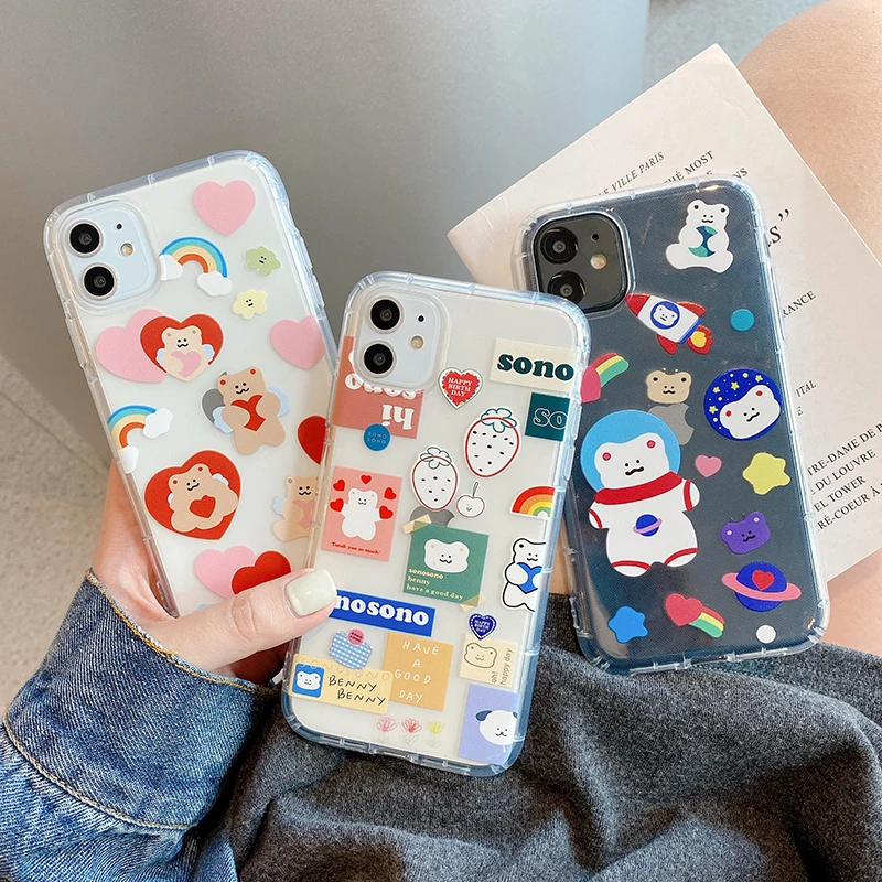 Чехол для телефона с милым медведем корейский чехол iphone 11 Pro Max 7 8 plus XR XS MAX мягкий