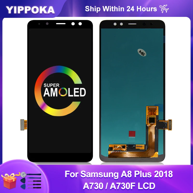 Super AMOLED для SAMSUNG Galaxy A8 Plus 2018 A730 ЖК-дисплей сенсорный экран дигитайзер Samsung + A730F