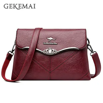 

Famous Brands Leather Crossbody Bag for Women Design Luxury Geometric Shoulder Messenger Bag Female Vintage Handbag and Purse