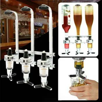 

Wall Mounted Bar Beer Dispenser Wine Liquor Drinks Pourer Dispenser Holder Bar Tool Wine 3 Bottles Stand Machine For Beer Soda