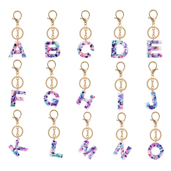

2020 Good Quality Colorful Acrylic Handbag Keyring 26 Engligh A-Z Arabic Alphabet Charm Initial Keychain For Women Jewelry Gift